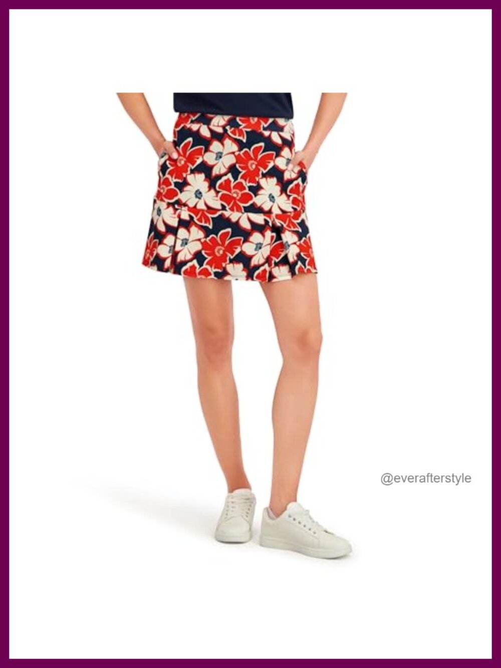 Women's Pleated Hem Pull-On Skort UPF 50+ Built-in Shorts 17" Active Golf Tennis